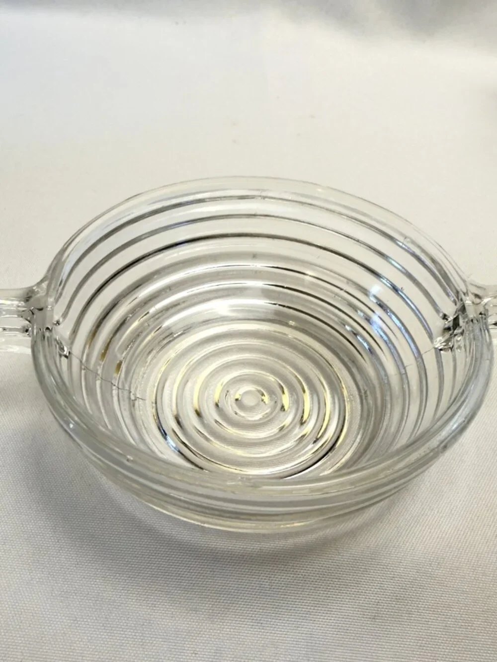 Anchor Hocking Manhattan Clear Pressed Glass 6” Handled Cereal Relish Bowls 4 pc
